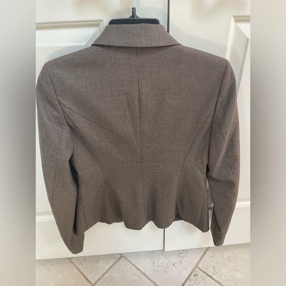 Ann Taylor Petite Long Sleeve One Button Fully Lined Fitted Blazer Jacket Cocoa - Picture 5 of 10